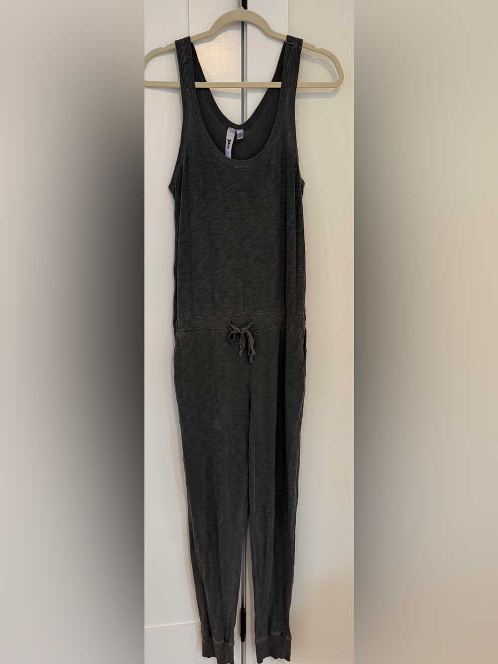 Wilt Charcoal Gray Sleeveless Drawstring Jumpsuit | Size Small
